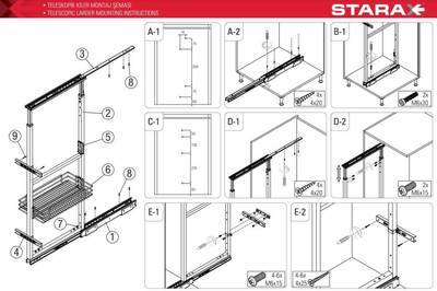 Starax 1103-C Teleskopik Kiler 2 Sepet 60x80x40 Krom - 4