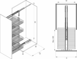 S-1123-Teleskopik Kiler 4 Sepet 125*140*50cm. Antrasit - 3