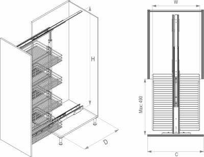 S-1123-Teleskopik Kiler 4 Sepet 125*140*50cm. Antrasit - 3