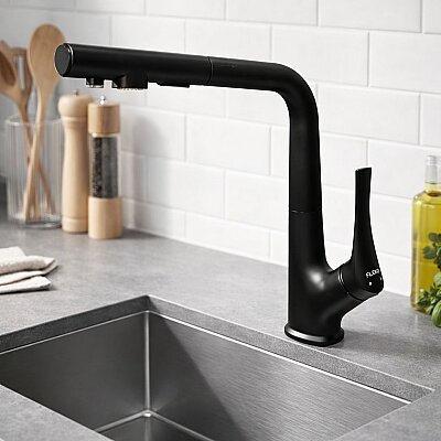 12910134-Fleko Miranda Siyah Arıtmalı Mutfak Evye Bataryası - 1