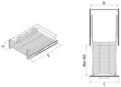 Starax 2060- Kapağa Monte Teleskopik Raylı Çekmece 50cm. - 3
