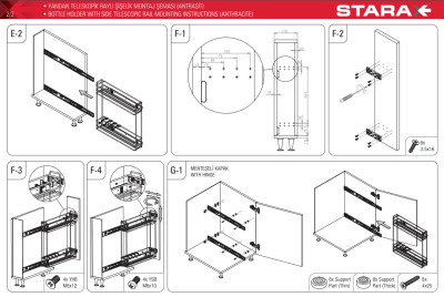 Starax S- 2211 Yandan Teleskopik Frenli Raylı Şişelik Antrasit - 5