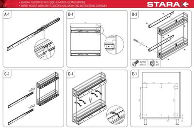 Starax S-2211-C Yandan Teleskopik Frenli Raylı Şişelik 15cm - 3