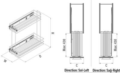 Starax 2215- Yandan Raylı Deterjanlık 160mm 220mm - 3