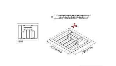 S-2288-AP 64x49cm Plastik Çekmece İçi Kaşıklık Antrasit 70cm Starax - 2