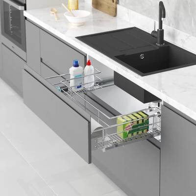 Starax 2353-C Kapağa Monte Eviye Altı Çift Açılım Gizli Raylı Çekmece 800 mm Krom - 1