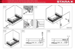 Starax 2353-C Kapağa Monte Eviye Altı Çift Açılım Gizli Raylı Çekmece 800 mm Krom - 4