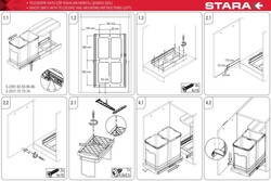 Starax S-2392-G Teleskopik Raylı Paslanmaz Gövde Çöp Kovası 12+12 lt - 4