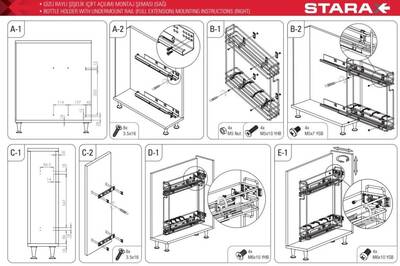 S-2413-C Tandem Gizli Blum Raylı Şişelik Çift Açılım Sağ 15cm - 3