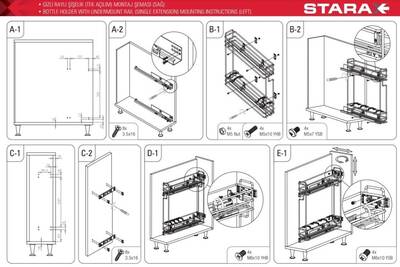 S-2421 Tandem Blum Raylı Şişelik Tek Açılım Sağ 15cm - 4