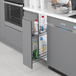 Starax 2423-A Tandem Blum Raylı Deterjanlık Tek Açılım Antrasit Sağ 20cm - Starax