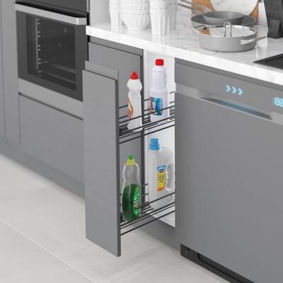 Starax 2423-A Tandem Blum Raylı Deterjanlık Tek Açılım Antrasit Sağ 20cm - 1