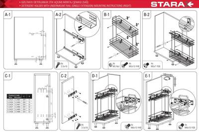Starax S-2423-C Tandem Blum Raylı Deterjanlık Tek Açılım Sağ 20cm - 4