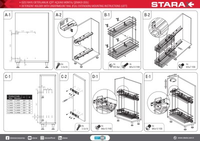 Starax S-2441-C Tandem Gizli Raylı (Çift Açılım) Deterjanlık 20cm Sol - 4