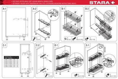 S-2446-C Tandem Gizli Raylı (Çift Açılım) Deterjanlık(203-151)x 25cm Sağ - 4