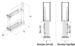 2525- Gizli Raylı Havlu Askılı Deterjanlık (Çift Açılım) - 3