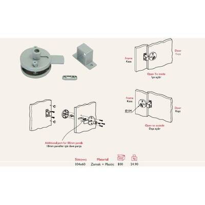 25.660.10 Kabin Sürgü Metalik 18mm - 2