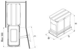 Starax S-2571-G Teleskopik Raylı Pls.Gövde Çöp Kovası Starax 24lt - 3