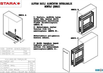 S-2802 Alttan Tls.Raylı Alm.Deterjanlık 20cm. Gri - 4