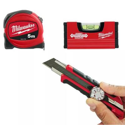  3 LÜ MAKET BIÇAĞI+METRE+MİNİBOX TERAZİ SETİ Milwaukee - 1