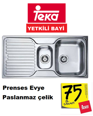 40109146 Teka Prenses 60 Paslanmaz Çelik Evye 100x50cm Sol(L) - 1