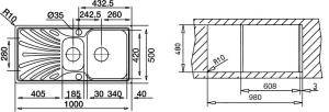 40109232 Teka Nerissa 60 B Mikroketen Dekorlu Evye 100x50cm Sol(L) - 2