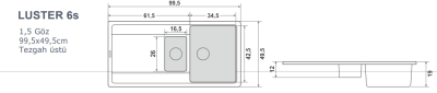 440020 QUARSTONE LUSTER 6S Antrasit Granit Evye / 99,5x49,5cm / Tezgah üstü - 2