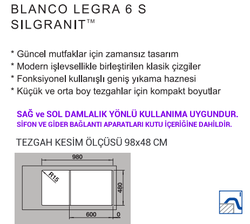 522207 SILGRANIT BLANCO LEGRA 6S ANTRASIT 1,5 Göz Granit Evye Blanco - 3