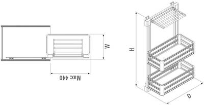 6083-Pantolon Askılı alm 2 SepetliRaylı Takım - 2