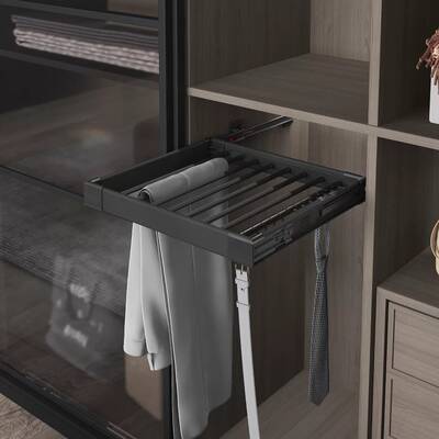 Starax S-6208-A Frenli Teleskopik Raylı Alüminyum Pantolonluk-Kemer ve Kravat Askılı 90 cm Antrasit - 1