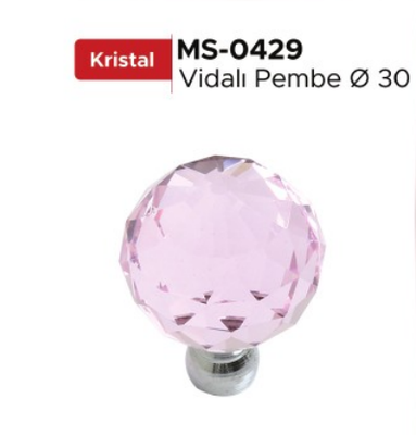 6729-Küre Düğme Krom-Pembe 30mm - 1