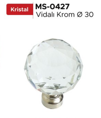 86001.050.030 Küre Şeffaf Düğme Krom 30mm - 1