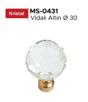 86001.060.030 Küre Şeffaf Düğme Altın 30mm - 1