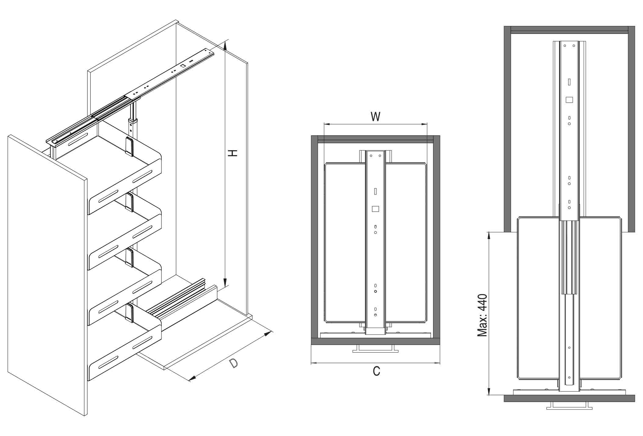 S-1819 170-185 30 cm Kiler Frenli Unigue Box-Antrasit