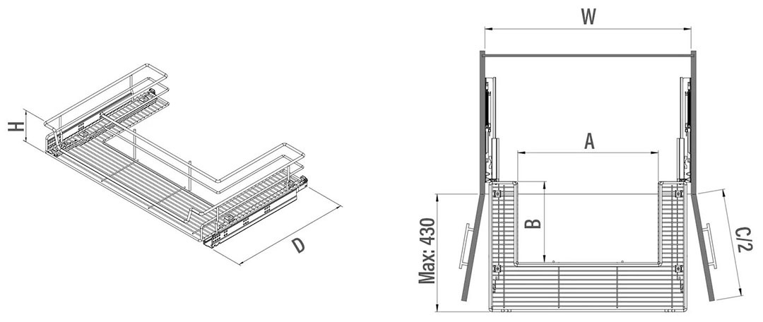 2352- Bağımsız Tandem Raylı Evye Altı Çekmece 90cm.