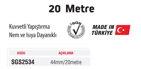 Sgs-2534 Alm. Folyo Bant Düz 44X 20mt