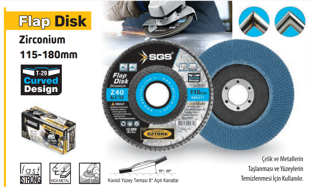 SGS-482 FLAP DİSK 180MM 60 KUM