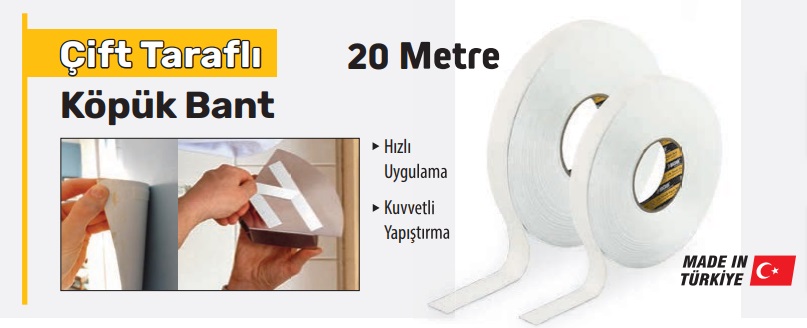 SGS 1235 ÇİFT TARAFLI KÖPÜK BANT 25 MM 20 METRE