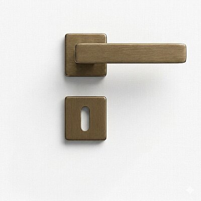 Bella Kare Rozetli Antik Sarı ODA kapı kolu - 2