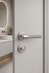 Daire Rozetli Erva Kapı Kolu 06 İnox WC Banyo Tuvalet Kapı Kolu Takımı - ÖZEN