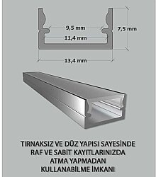 6092 ESCAL Alm.Gömme Led Kanalı Profili 3mt TIRNAKSIZ - Escal