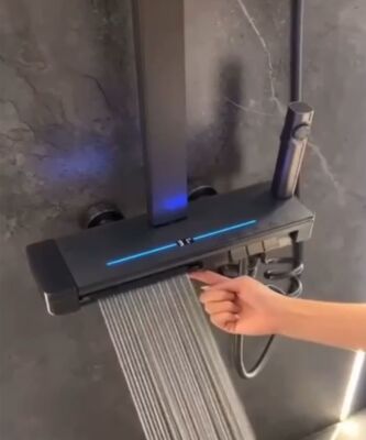 FLEKO PİANO Düğmeli Duş Seti Antrasit LED'li ACTİVE - 1