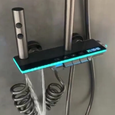 Fleko Piano Düğmeli Led'li Light Antrasit Duş Seti - 1