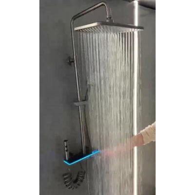 Fleko Piano Düğmeli Led'li Light Antrasit Duş Seti - 5