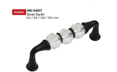 Düz Kristal KULP ŞEFFAF MATSİYAH 96MM flora - 1