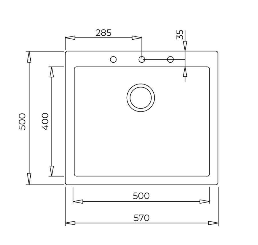 FORSQUARE 50x40cm Stone Gri Auto Sifon Tezgah Üstü Teka Granit Evye