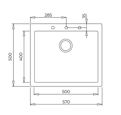 FORSQUARE 50x40cm TG Auto White Tezgah Üstü Teka Granit Evye Beyaz - 3