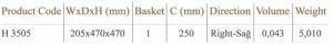 H.3505 Tandem Çift Açılım Raylı Deterjanlık SAĞ 25cm - 2