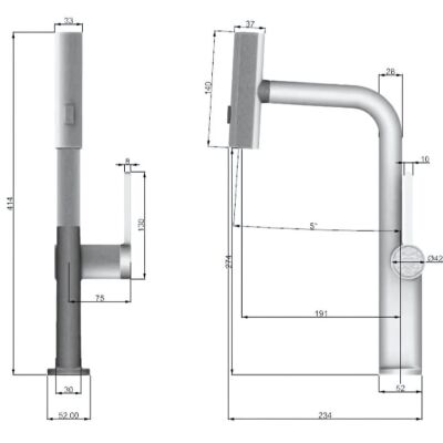 HİENS 2 Fonksiyonlu Döner Başlıklı Evye Bataryası Antrasit - 3