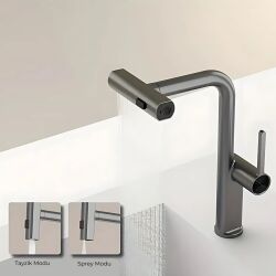 HİENS 2 Fonksiyonlu Döner Başlıklı Evye Bataryası Antrasit - 2